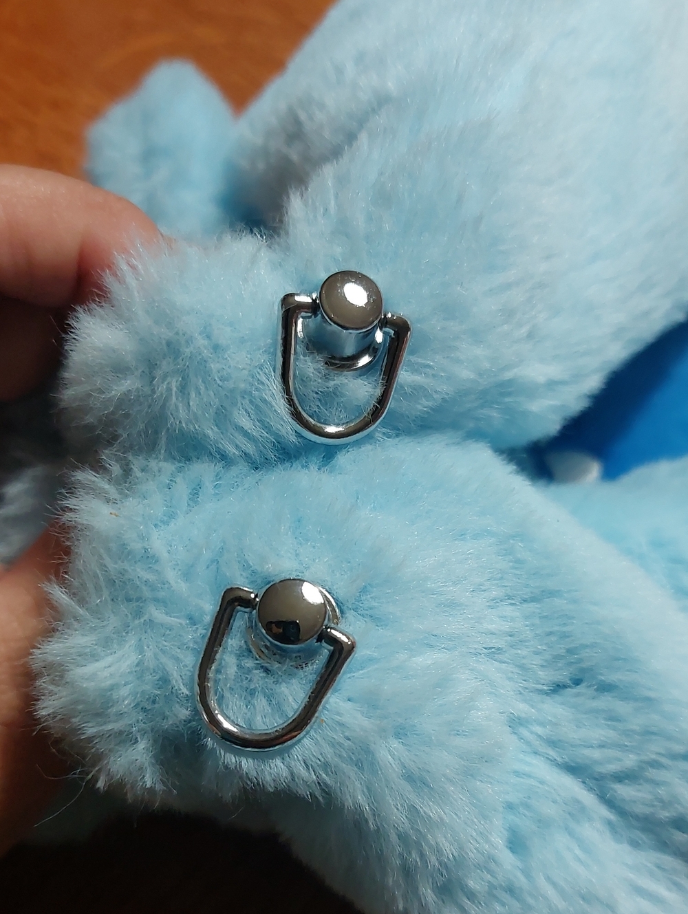 Plush Monster Face Blue Fuzzy Pouch - Picture 5 of 12